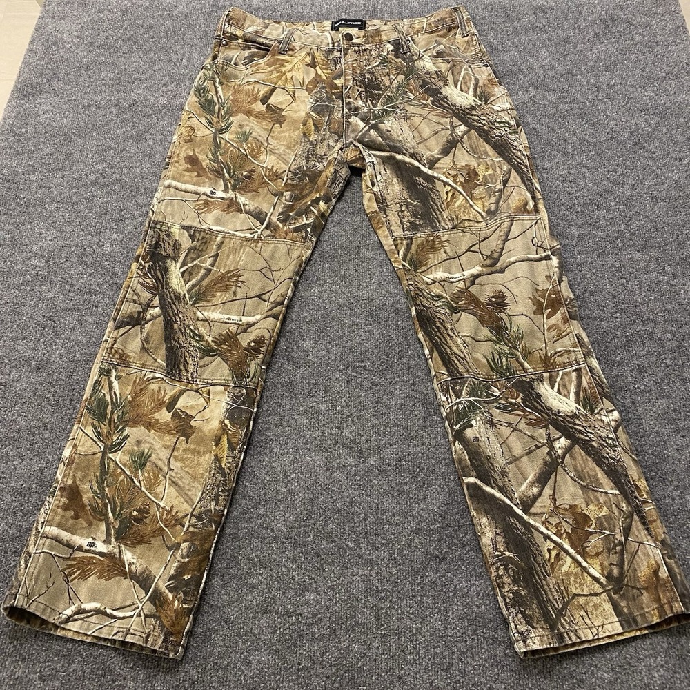 Vintage Y2K Realtree AP Camo Double Knee Hunting Pants Mens 36x34 Loose Relaxed